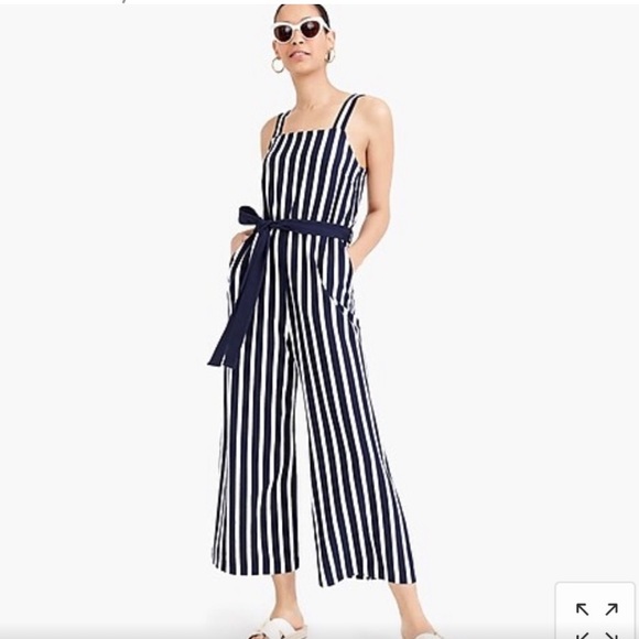 J. Crew Pants & Jumpsuits Jcrew Stripe Crop Wide Leg Navy And White